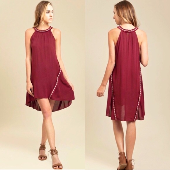 Anthropologie Dresses & Skirts - Anthropologie Moon River Burgundy Halter Dress
